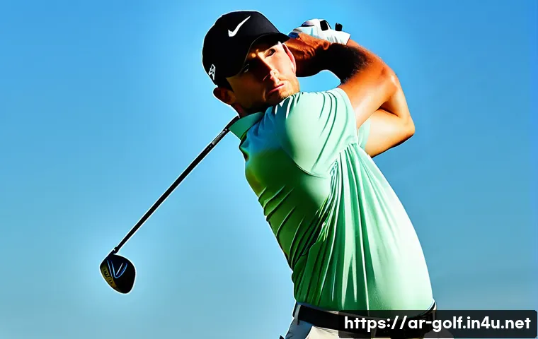 골프 장비 브랜드별 특징과 장단점 - **Prompt 1: The Exhilarating Driver Shot**
"A male golfer, in his early 30s, mid-swing at the pe...