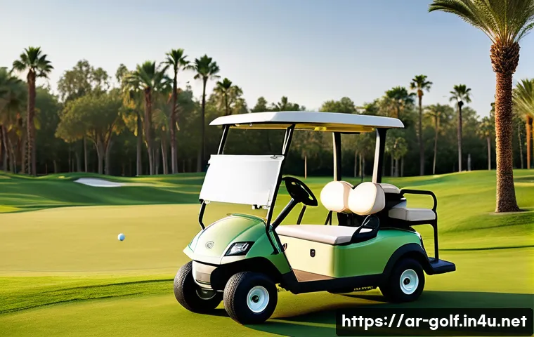 휴대용 골프 스피커 추천 - A male golfer in his 30s, dressed in stylish, modest golf attire (polo shirt, khaki shorts), is focu...