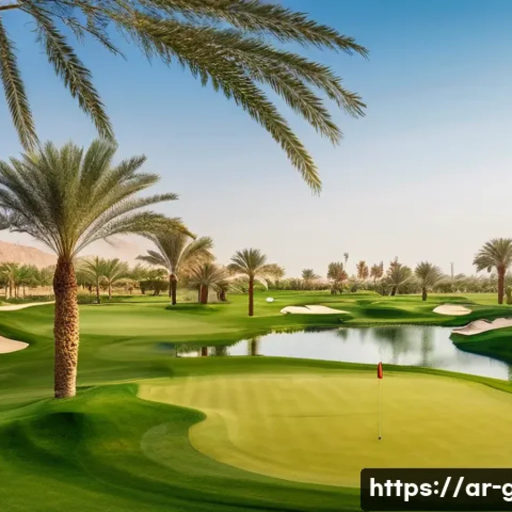 골프장 부킹 팁과 주의점 - A scenic golf course located near an urban area in Saudi Arabia, featuring lush green fairways surro...