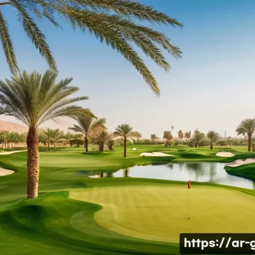 골프장 부킹 팁과 주의점 - A scenic golf course located near an urban area in Saudi Arabia, featuring lush green fairways surro...